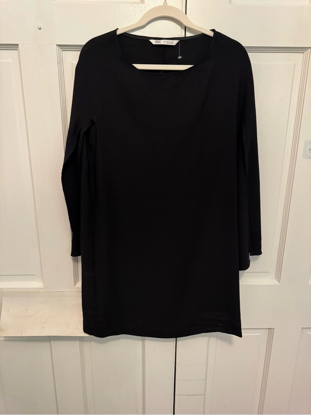 Zara Black Long Sleeve Shift Dress
